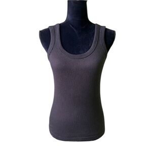 UNIQLO Womens Black Ribbed Basic Tank Top Small